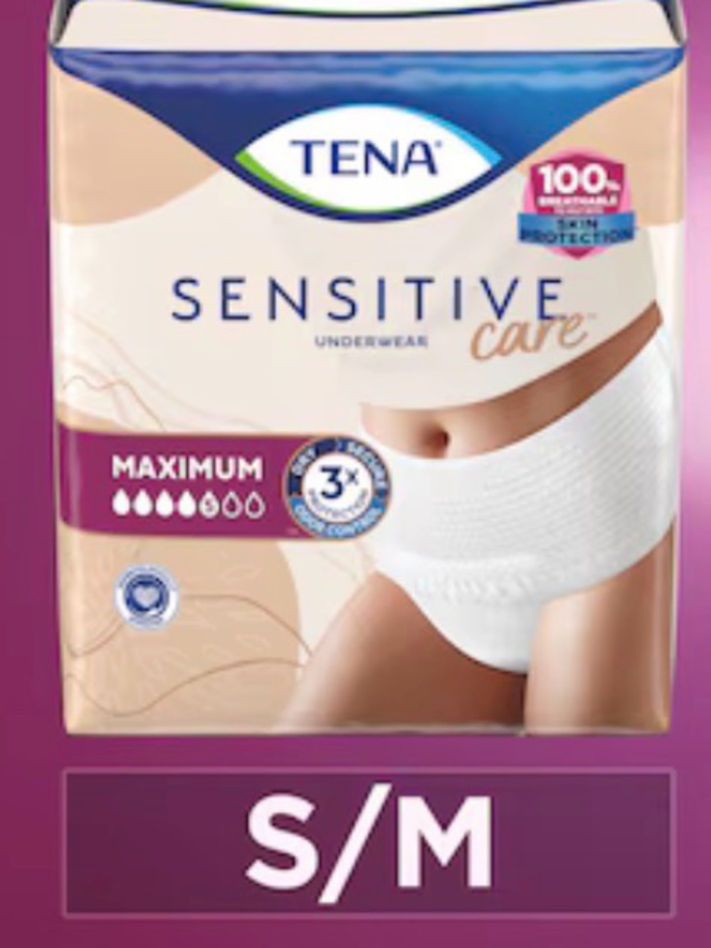 Tena Sensitive Care Women's Incontinence Underwear - White (S/M)
